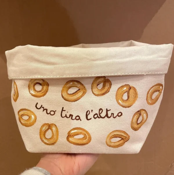 Sacchetto Portapane Taralli Uno Tira l'Altro PugliAddosso