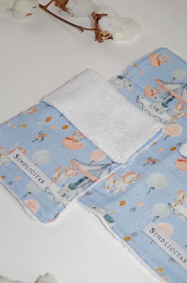 Set 2 Lavette Giostrine Celeste Bamboo e Mussola di Cotone Simplicitas - immagine 2