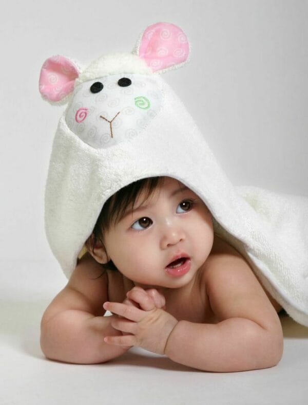 Asciugamano Baby con cappuccio LOLA L'AGNELLINO 0-18 mesi 76x76 cm Zoocchini