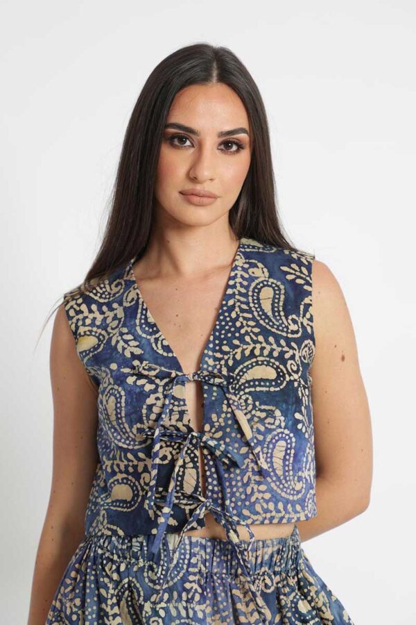 Top Cotone Laccetti Etnico Blu S Ortensia Simplicitas